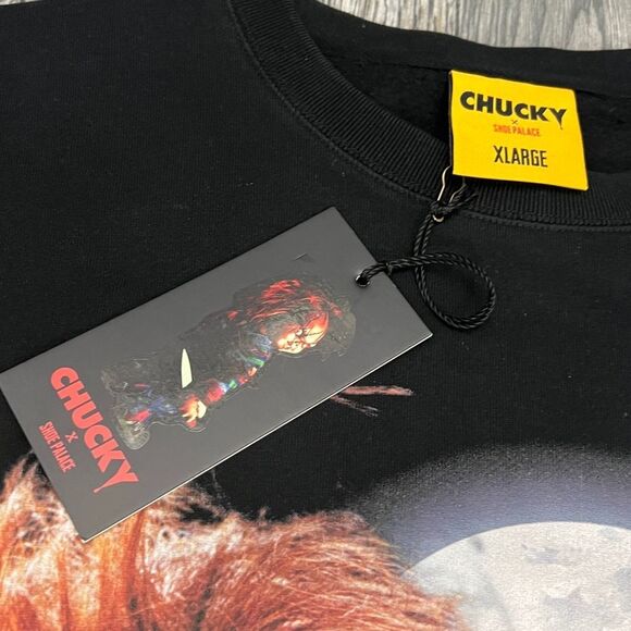 🔥🔥 “NWT” CHUCKY Horror Movie x SHOE PALACE “AOP” Black Crewneck Sweatshirt Sz - Picture 9 of 11